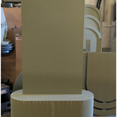 Welcome sign with rippled base